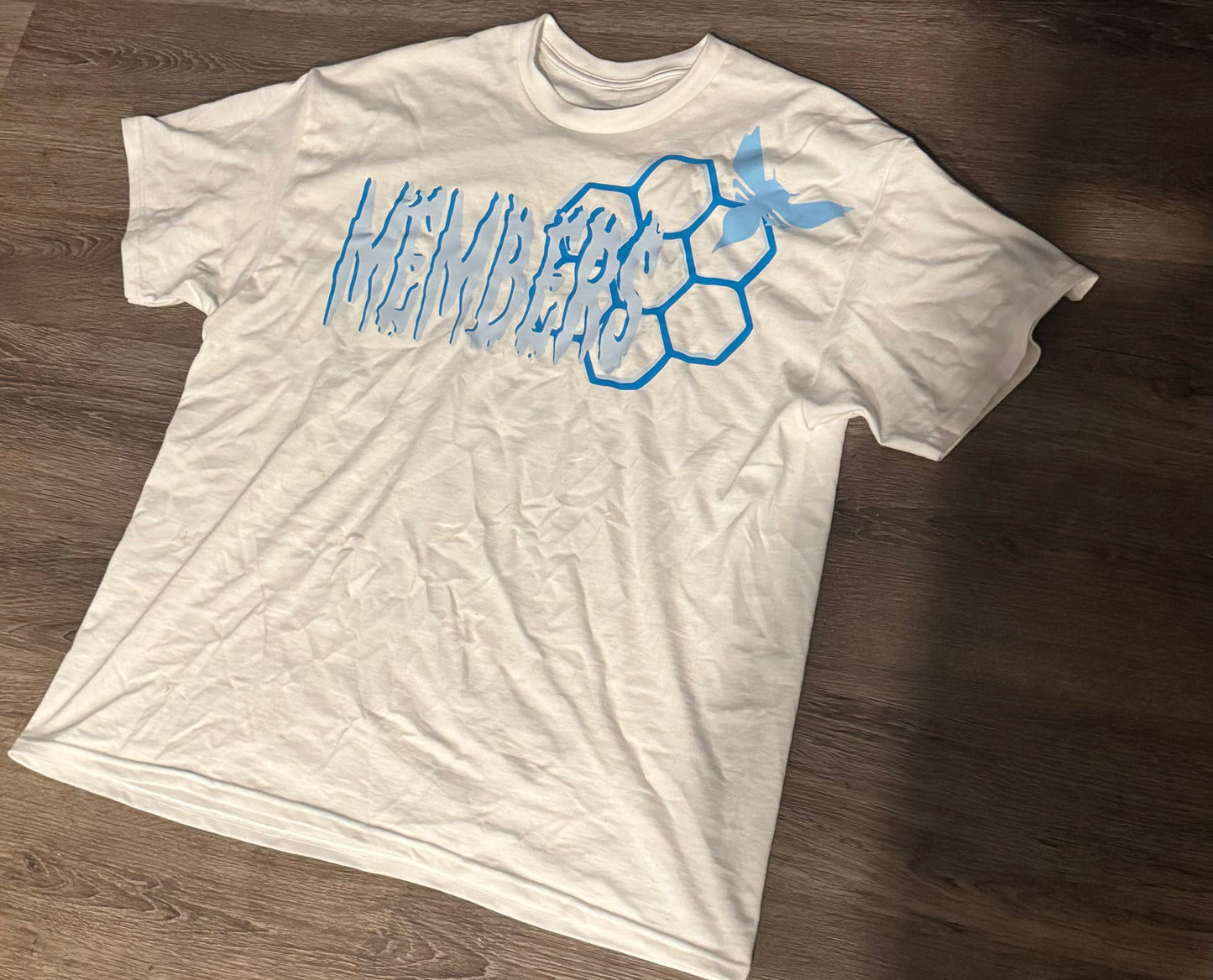 White & Blue “Honeycomb “ Shirt