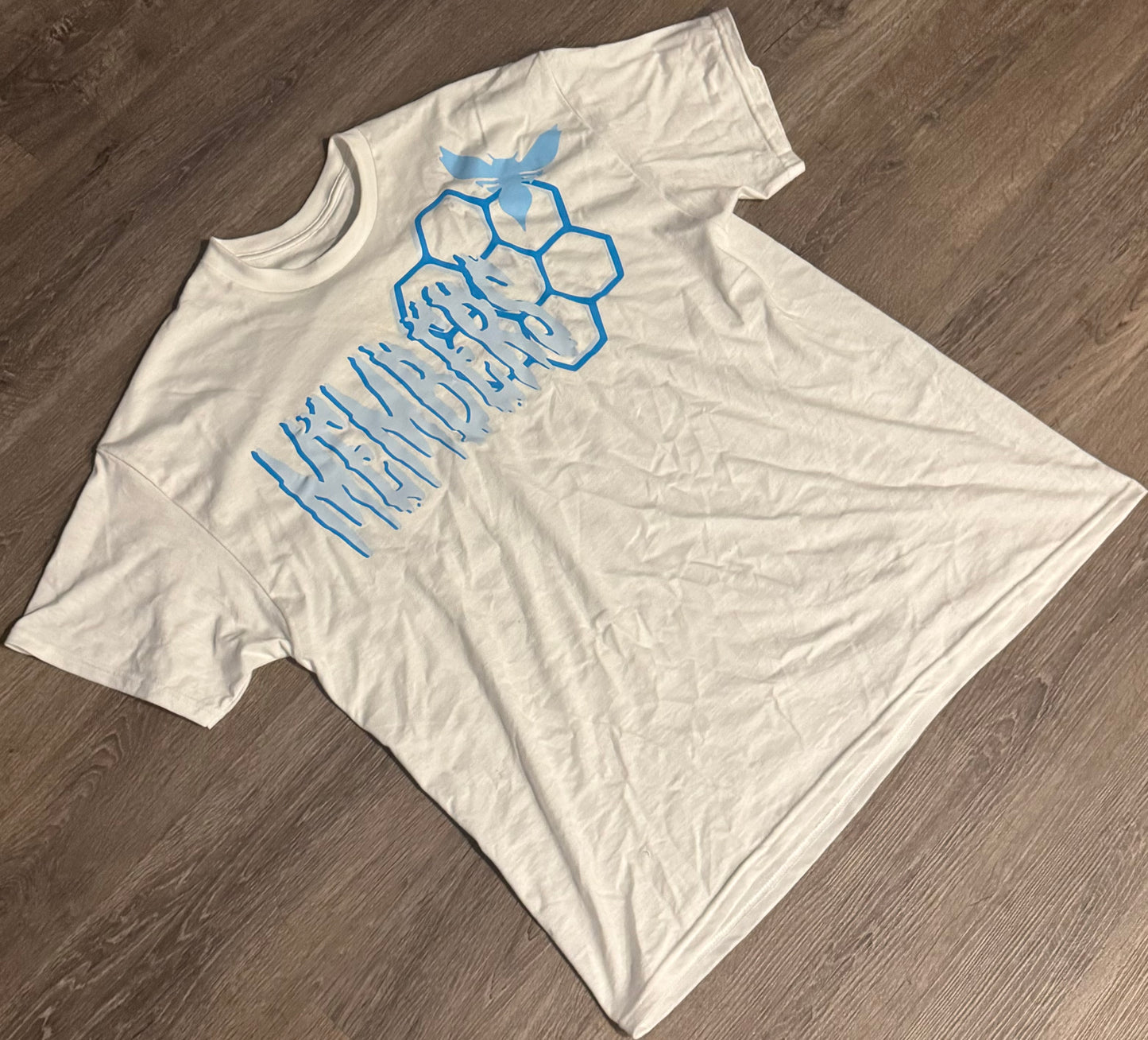 White & Blue “Honeycomb “ Shirt