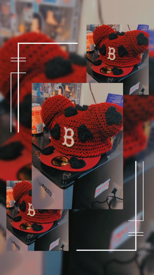 Burgundy Teddy bear love cap