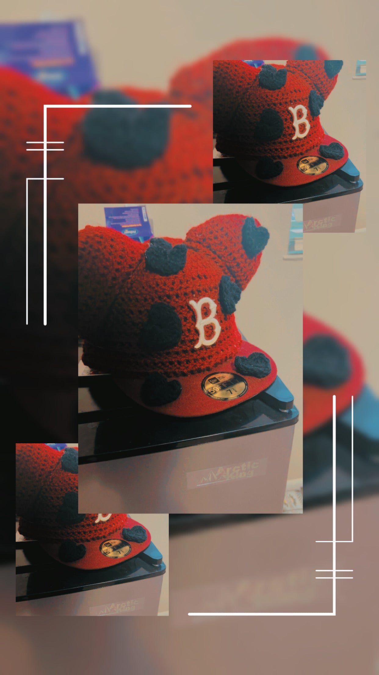 Burgundy Teddy bear love cap