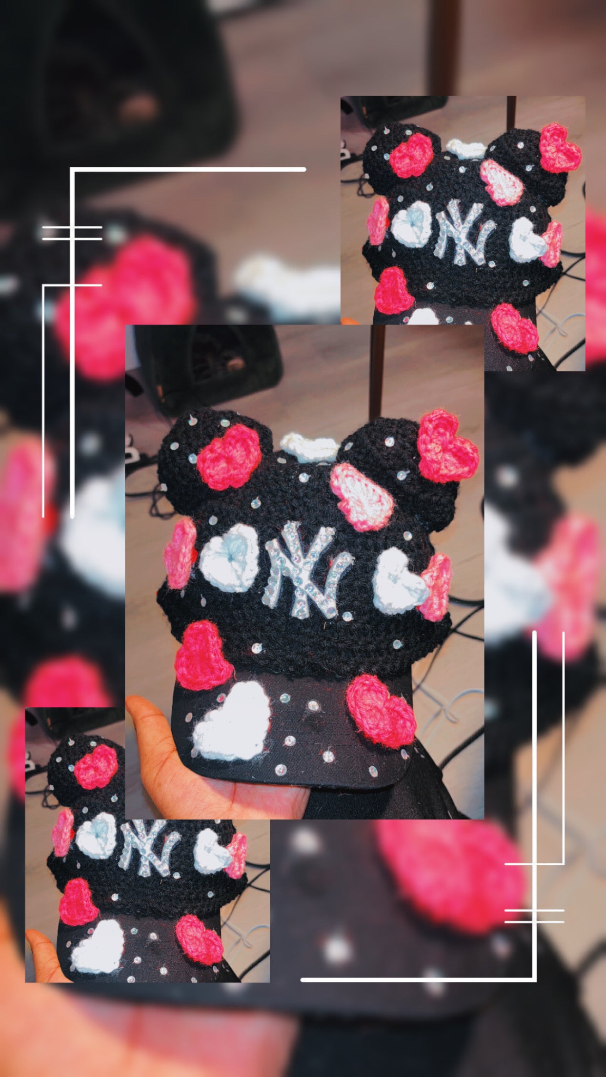 Black teddy Bear love cap