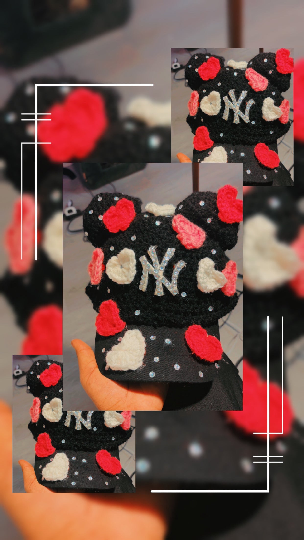 Black teddy Bear love cap