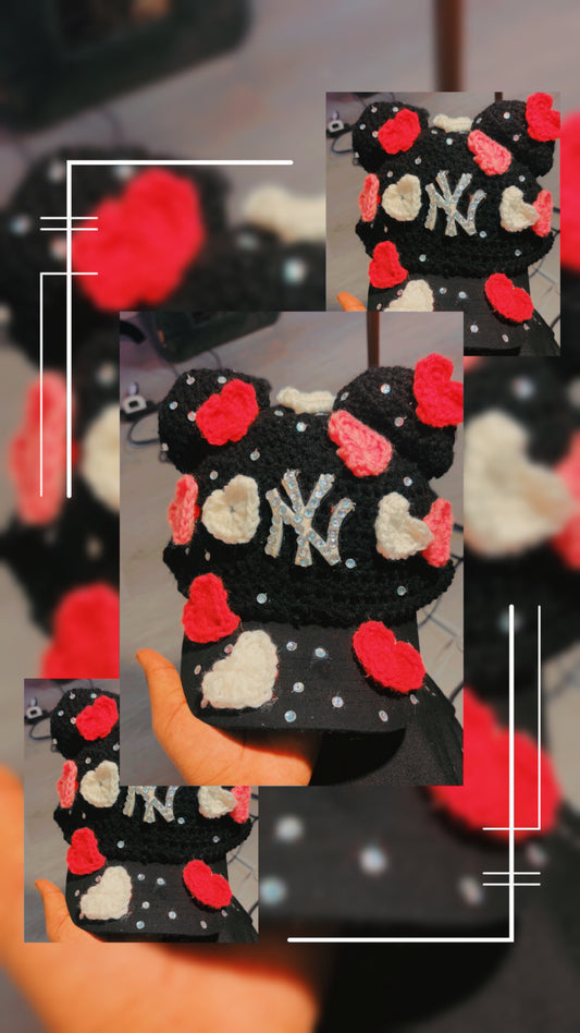 Black teddy Bear love cap