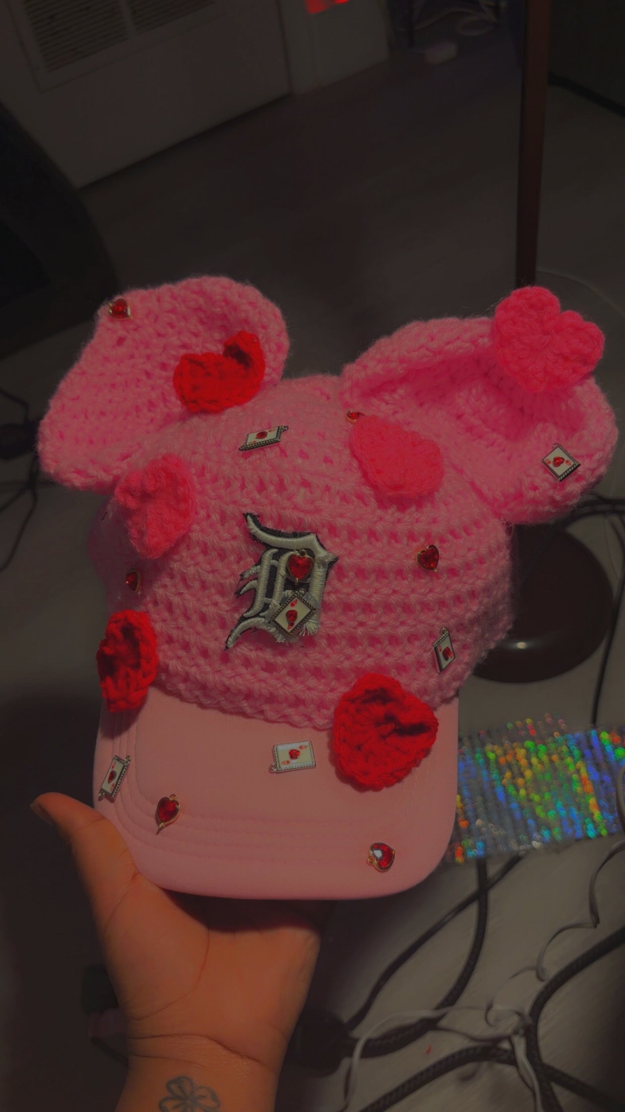 Pink Teddy Bear Love Cap